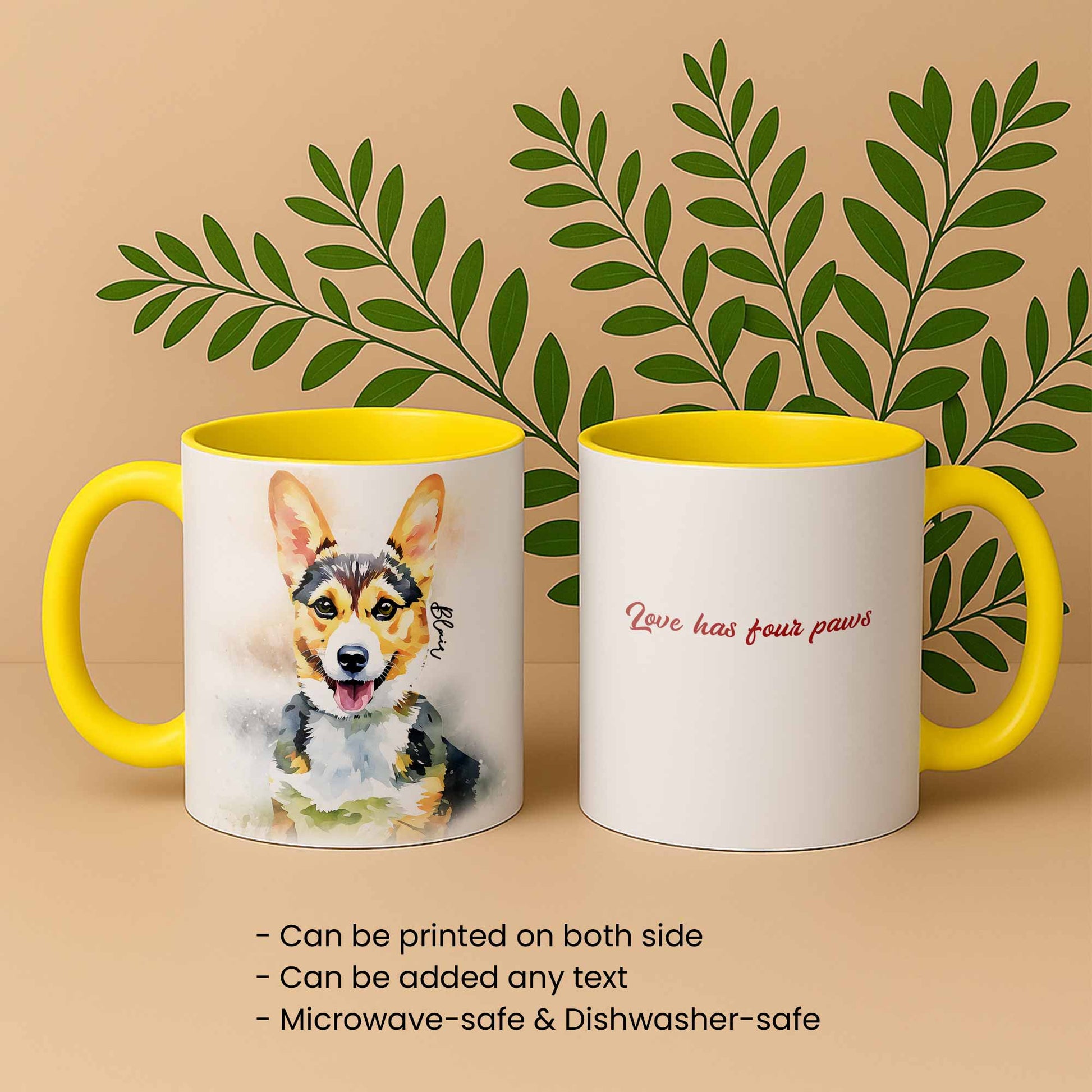 Personalized Pet Watercolor Art Mug, Cute Keepsake, Accent Coffee Mug (11, 15oz) - BeUnikArt