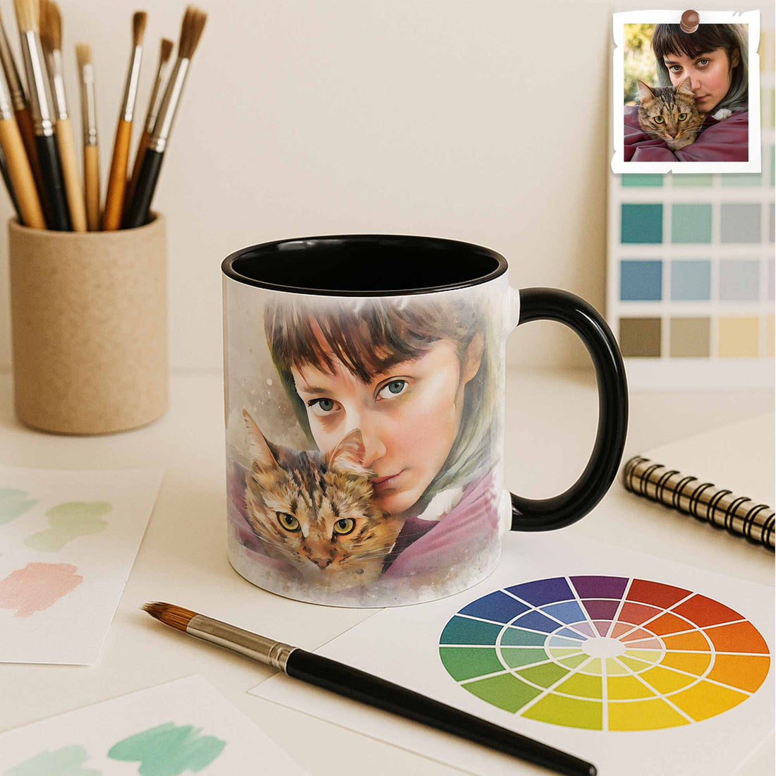 Personalized Pet Watercolor Art Mug, Cute Keepsake, Accent Coffee Mug (11, 15oz) - BeUnikArt