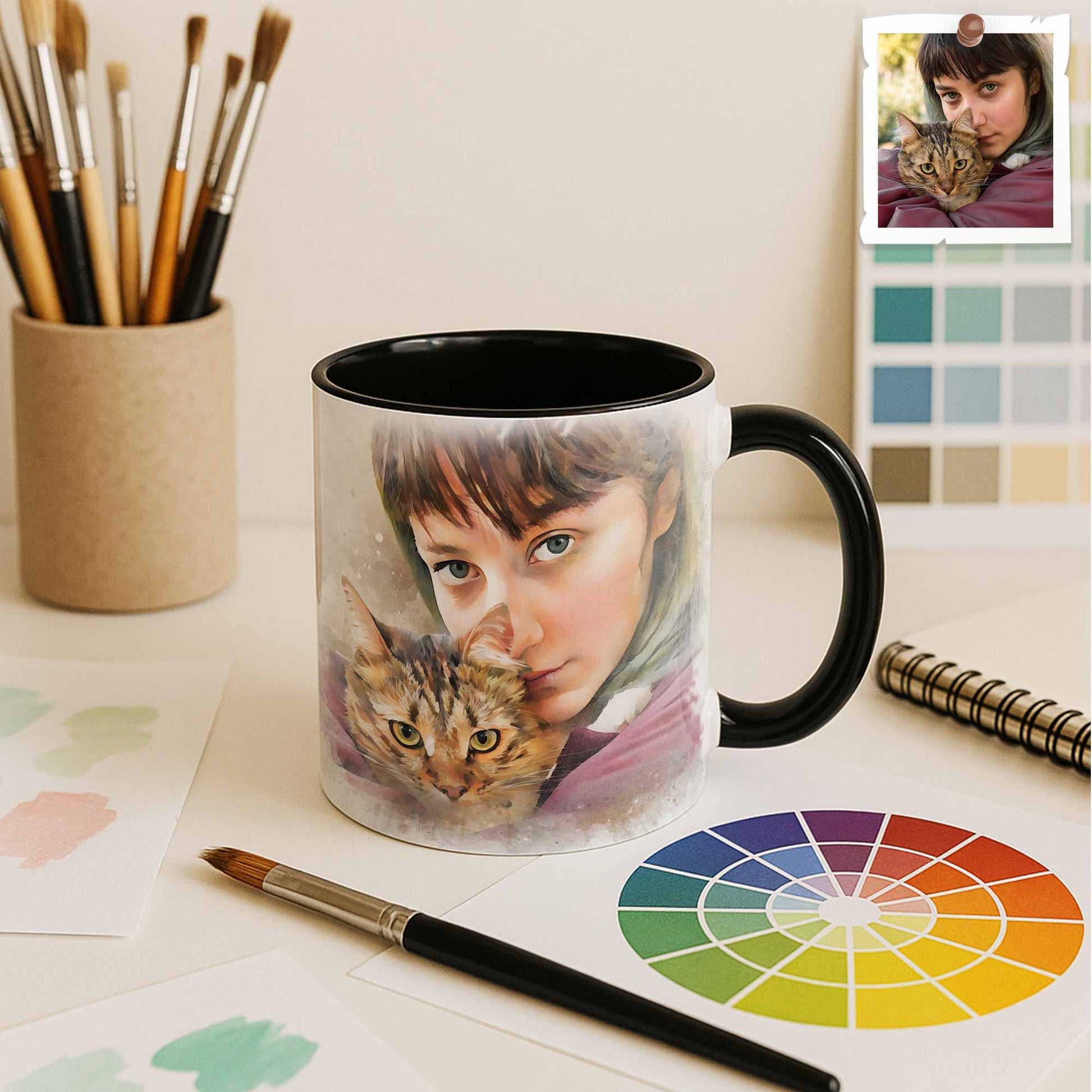 Personalized Pet Watercolor Art Mug, Cute Keepsake, Accent Coffee Mug (11, 15oz) - BeUnikArt