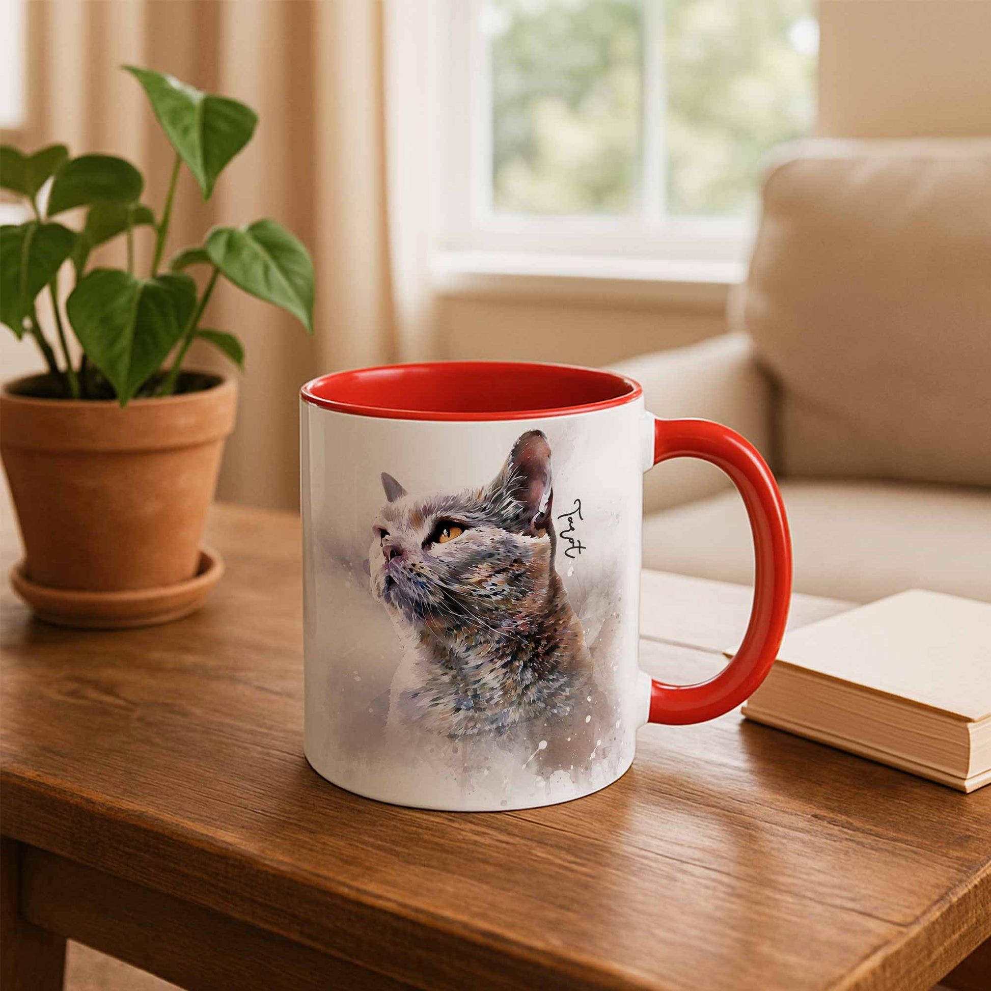 Personalized Pet Watercolor Art Mug, Cute Keepsake, Accent Coffee Mug (11, 15oz) - BeUnikArt