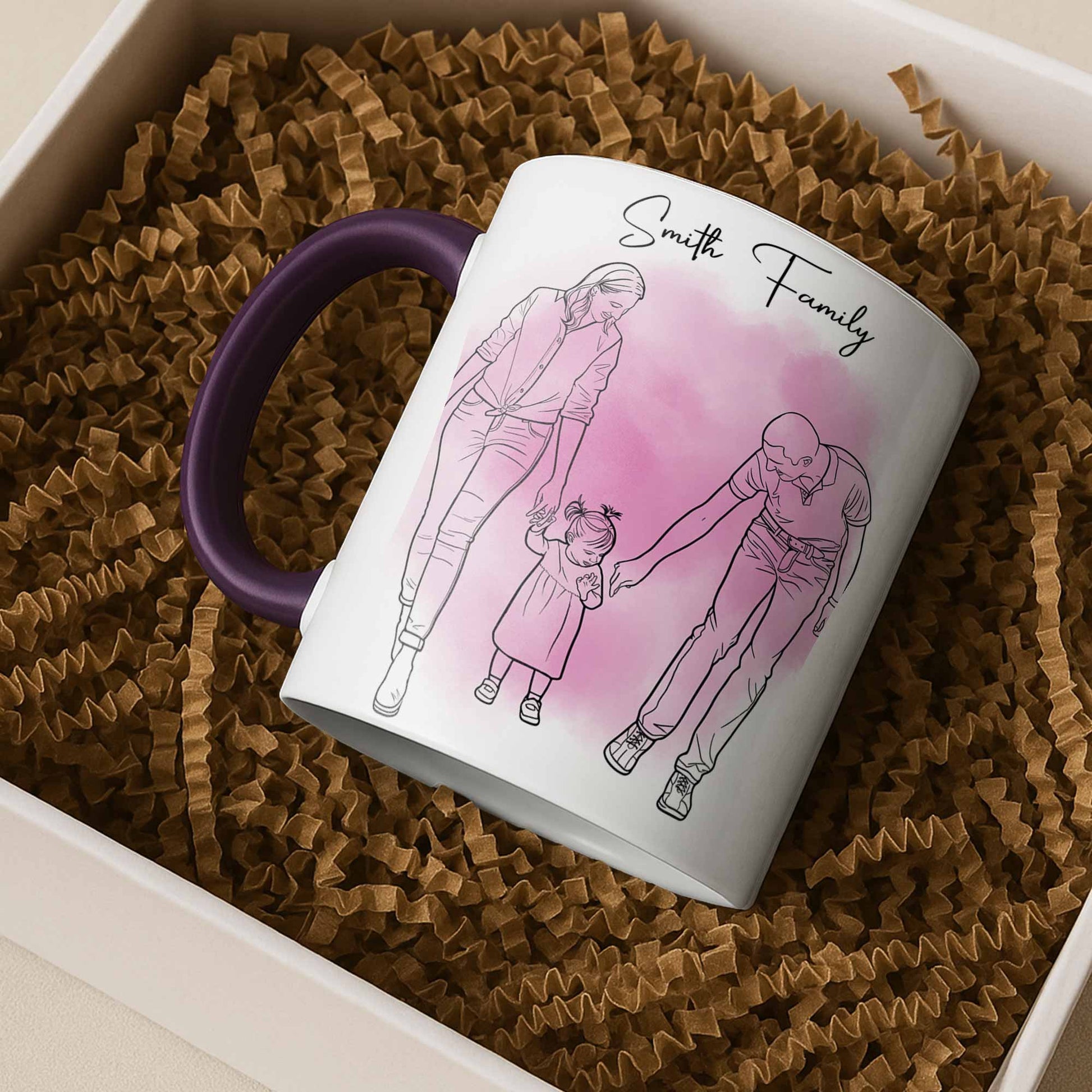 Personalized Photo to Line Art Illustration, Anniversary Family Father Mothers Day Gift, Accent Coffee Mug (11, 15oz) - BeUnikArt