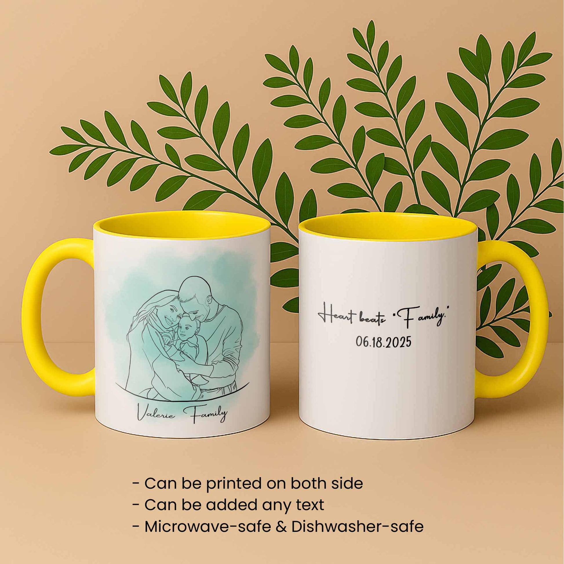 Personalized Photo to Line Art Illustration, Anniversary Family Father Mothers Day Gift, Accent Coffee Mug (11, 15oz) - BeUnikArt