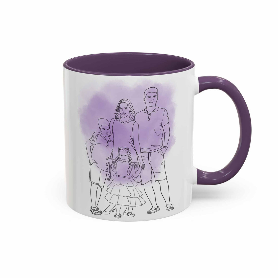 Personalized Photo to Line Art Illustration, Anniversary Family Father Mothers Day Gift, Accent Coffee Mug (11, 15oz) - BeUnikArt