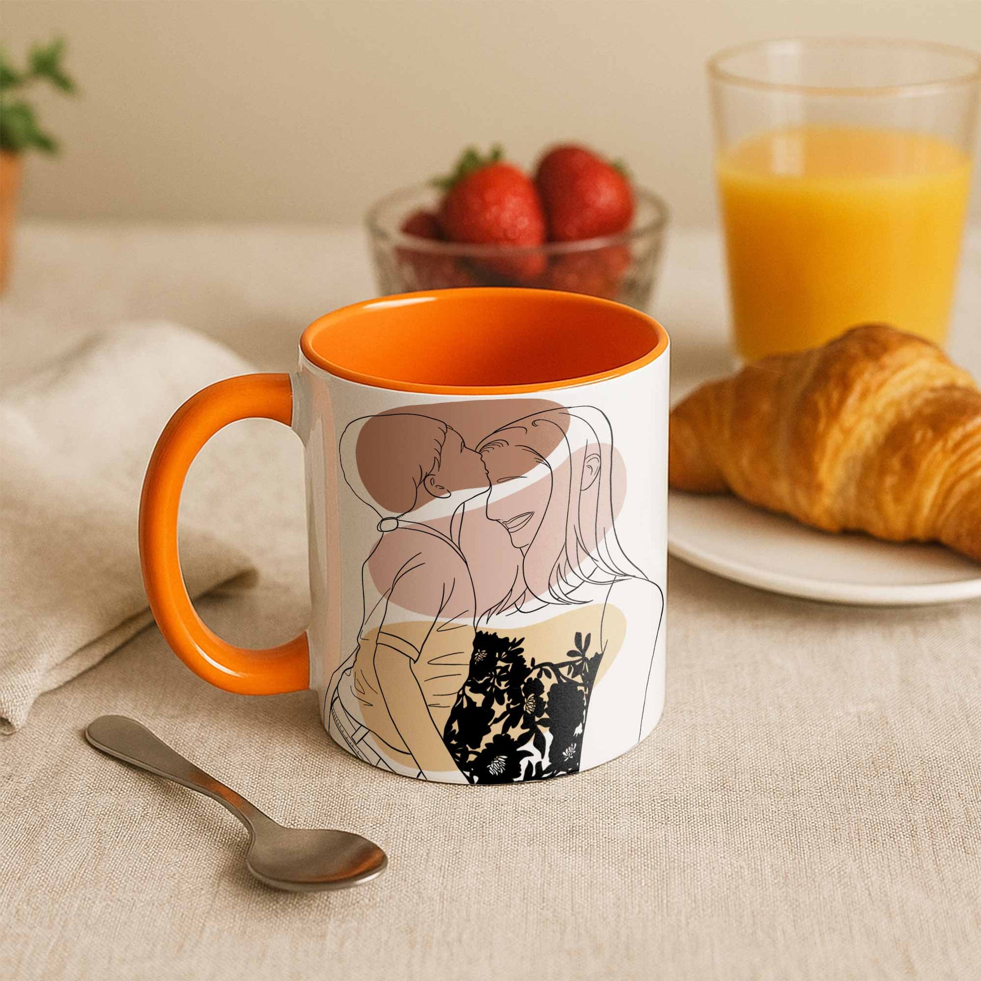 Personalized Turn Art Photo to Line Art, Couple Anniversary, Family Perfect Gift, Accent Coffee Mug (11, 15oz) - BeUnikArt