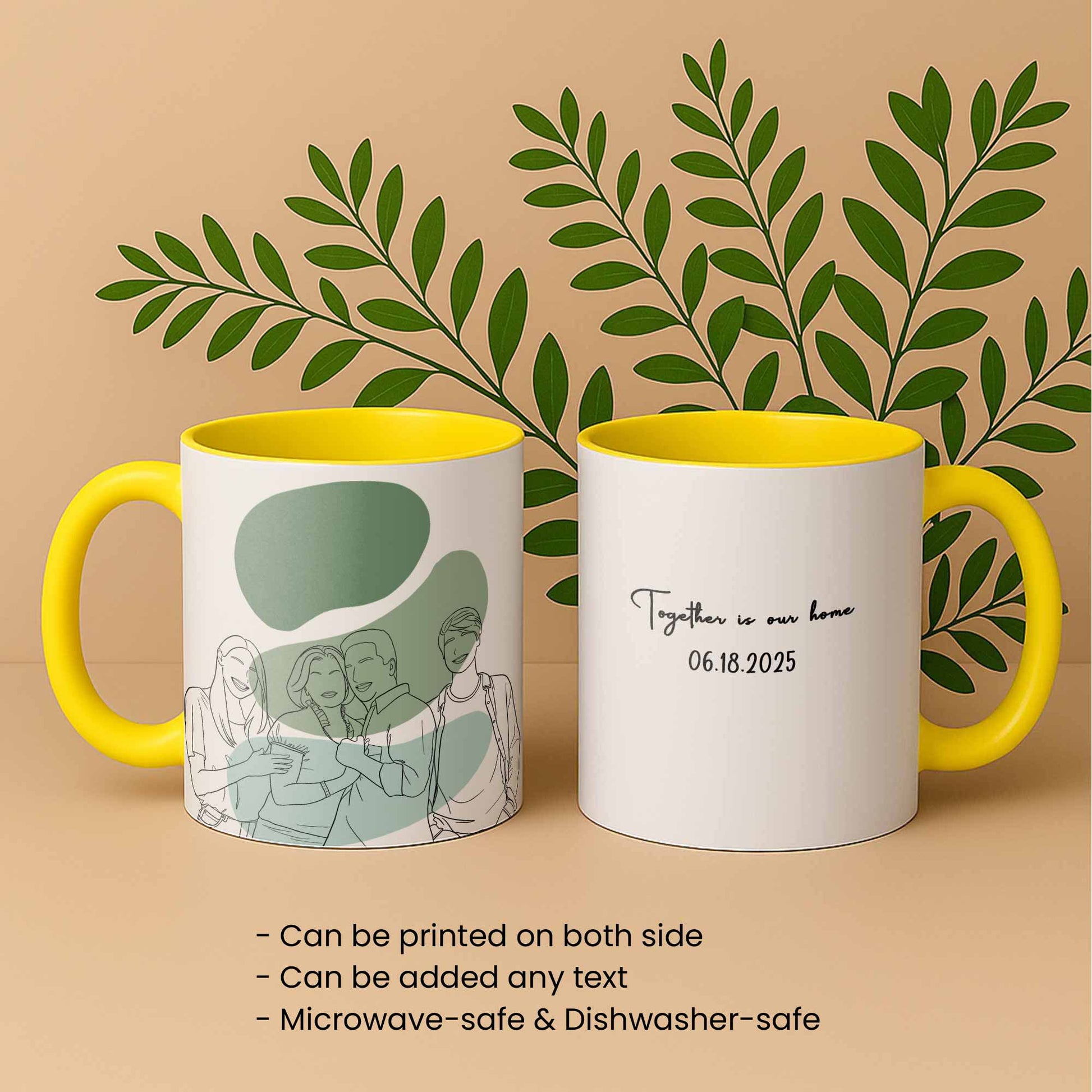 Personalized Turn Art Photo to Line Art, Couple Anniversary, Family Perfect Gift, Accent Coffee Mug (11, 15oz) - BeUnikArt