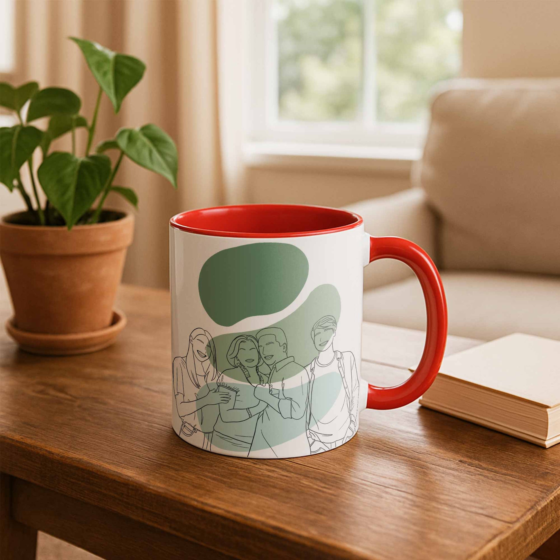 Personalized Turn Art Photo to Line Art, Couple Anniversary, Family Perfect Gift, Accent Coffee Mug (11, 15oz) - BeUnikArt
