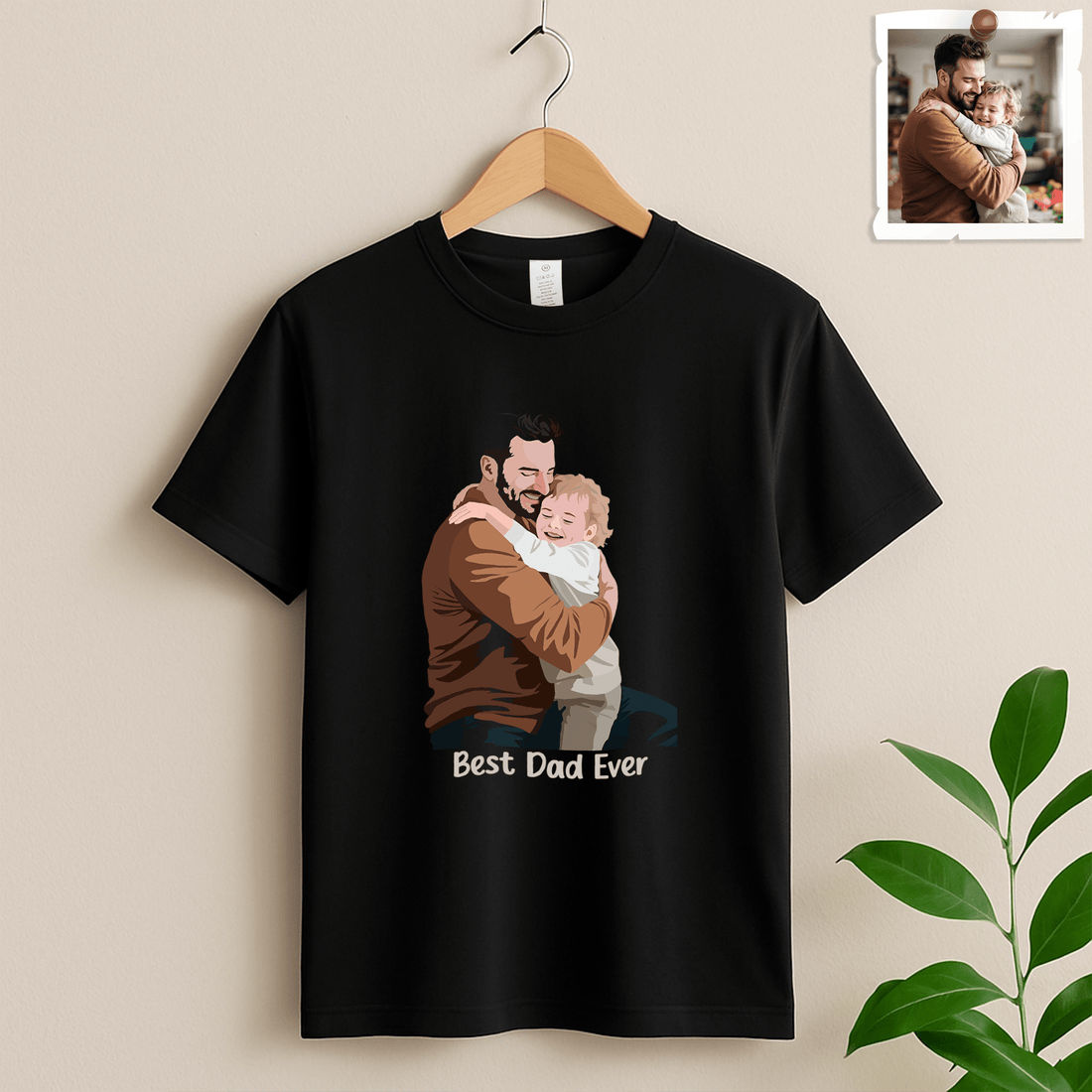 Personalized Turn Photo To Art Illustration Drawing, Dad Potrait Photo Fathers Day Gift Unisex Crewneck T-shirt S - 5XL - BeUnikArt