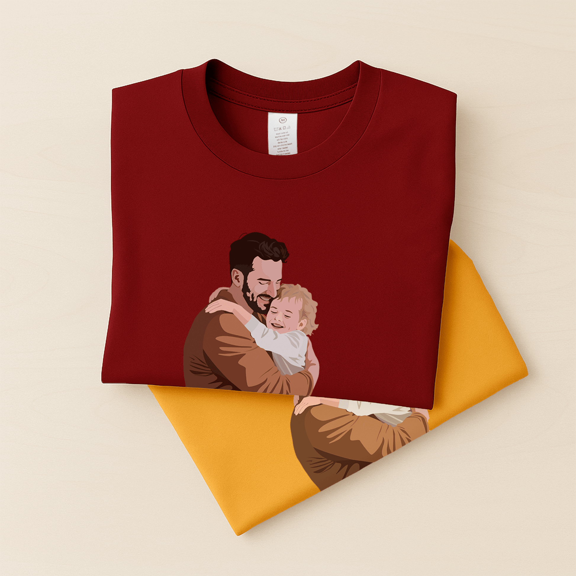 Personalized Turn Photo To Art Illustration Drawing, Dad Potrait Photo Fathers Day Gift Unisex Crewneck T-shirt S - 5XL - BeUnikArt
