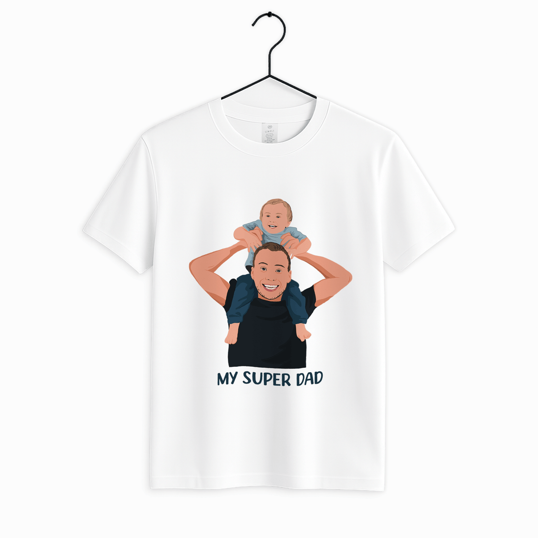 Personalized Turn Photo To Art Illustration Drawing, Dad Potrait Photo Fathers Day Gift Unisex Crewneck T-shirt S - 5XL - BeUnikArt