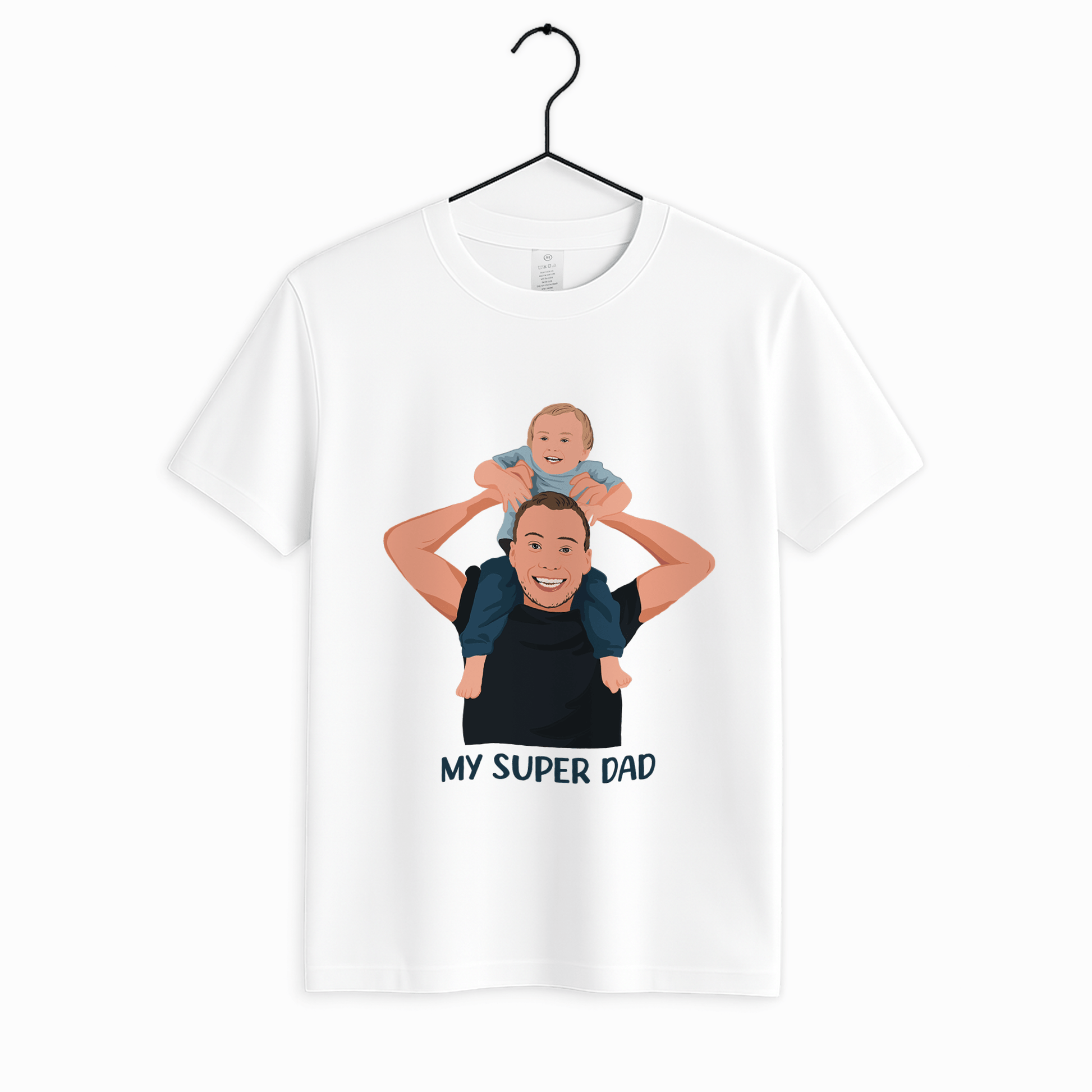 Personalized Turn Photo To Art Illustration Drawing, Dad Potrait Photo Fathers Day Gift Unisex Crewneck T-shirt S - 5XL - BeUnikArt